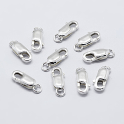 Silver 925 Sterling Silver Lobster Claw Clasps, with 925 Stamp, Silver, 10.5mm, Hole: 1mm