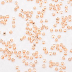 PeachPuff 12/0 Transparent Glass Round Seed Beads, Grade A, Silver Lined, PeachPuff, 1.8~2.0mm, Hole: 0.8mm, about 28000pcs/pound