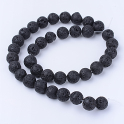 Lava Rock Natural Lava Rock Beads Strands, Round, 8~8.5mm, Hole: 1mm, about 47pcs/strand, 15.5 inch