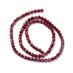 Dark Red Faceted(32 Facets) Glass Beads Strands, Round, Dark Red, 6mm, Hole: 1.2mm, about 88~91pcs/strand, 19.49 inch~20.08 inch(49.5~51cm)