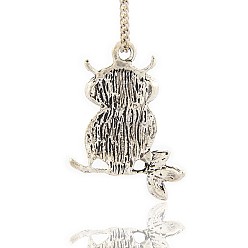 Sapphire Antique Silver Tone Alloy Rhinestone Bird Pendants, Owl Necklace Pendants for Halloween, Sapphire, 34x26x3mm, Hole: 3mm
