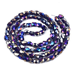 Mixed Color Electroplate Glass Beads Strands, AB Color Plated, Faceted, Column, Mixed Color, 5.5x5mm, Hole: 1.2mm, about 99pcs/strand, 21.85 inch(55.5cm)