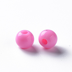 Couleur Mélangete Perles acryliques opaques, ronde, couleur mixte, 6x5mm, Trou: 1.8mm, environ4400 pcs / 500 g