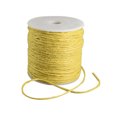 Yellow Colored Jute Cord, Jute String, Jute Twine, 3-Ply, for Jewelry Making, Yellow, 2mm, about 109.36 yards(100m)/roll
