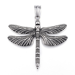 Mixed Color 304 Stainless Steel Big Pendants, Dragonfly, Mixed Color, 65x70.5x5mm, Hole: 13x7mm