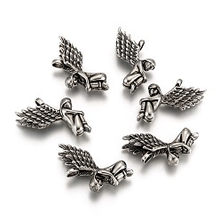 Antique Silver 304 Stainless Steel Angel Pendants, Archangel Pendants, Antique Silver, 45x11x22.5mm, Hole: 4x6mm