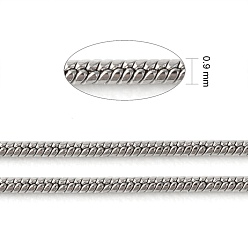 Stainless Steel Color 304 Stainless Steel Round Snake Chains, Stainless Steel Color, 0.9mm