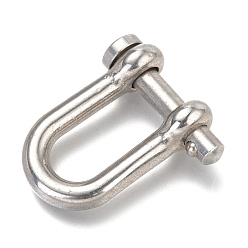 Stainless Steel Color 304 Stainless Steel D-Ring Anchor Shackle Clasps, Stainless Steel Color, 33.5x28x10mm