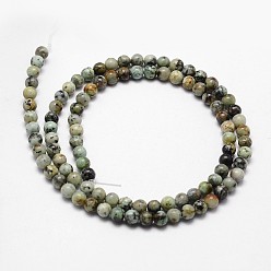 African Turquoise(Jasper) Natural African Turquoise(Jasper) Beads Strands, Round, 4mm, Hole: 1mm, about 86pcs/strand, 15 inch