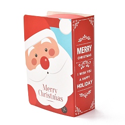 Santa Claus Coffrets cadeaux pliants de noël, forme de livre avec ruban, sacs d'emballage cadeau, pour cadeaux bonbons cookies, le père noël, 13x9x4.5 cm