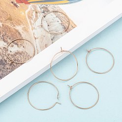 Rose Gold Ion Plating(IP) 316L Surgical Stainless Steel Hoop Earring Findings, Wine Glass Charms Findings, Rose Gold, 25x0.8mm, 20 Gauge