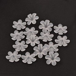 Blanc Perles acryliques transparentes, givré, bouchons fleur de perles, blanc, 30x8mm, Trou: 1.5~2mm, environ314 pcs / 500 g
