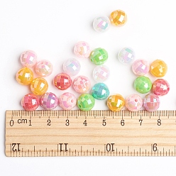 Mixed Color Plating Eco-Friendly Poly Styrene Acrylic Beads, AB Color, Faceted Round, Mixed Color, 8mm, Hole: 1mm, about 2000pcs/500g