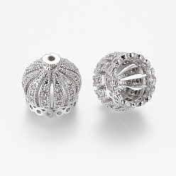 Platine Perles de cubes zircone en laiton , couronne, platine, 13x14mm, trou: mm 1.5, 9 mm de diamètre intérieur