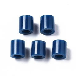 Dark Blue PE Fuse Beads, DIY Melty Beads, Tube, Dark Blue, 5x5mm, Hole: 3mm, about 8000pcs/500g