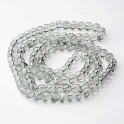Light Grey Drawbench Transparent Glass Beads Strands, Spray Painted, Round, Light Grey, 8mm, Hole: 1.3~1.6mm, 31.4 inch