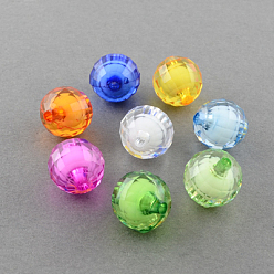 Mixed Color Transparent Acrylic Beads, Bead in Bead, Faceted, Round, Mixed Color, 18mm, Hole: 2mm, about 270pcs/500g