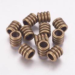 Antique Bronze Tibetan Style Alloy Beads, Grooved Beads, Column, Antique Bronze, Lead Free & Cadmium Free & Nickel Free, 9.5x9mm, Hole: 6mm
