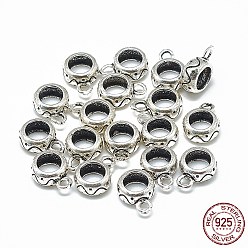 Antique Silver Thailand 925 Sterling Silver Tube Bails, Loop Bails, Donut, Antique Silver, 11x8x4mm, Hole: 1.8mm, 5mm Inner Diameter