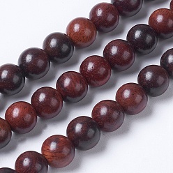 Coconut Brown Natural Burmese Rosewood Beads Strands, Round, Coconut Brown, 6mm, Hole: 1mm, about 63pcs/strand, 15.5 inch(39.5cm)