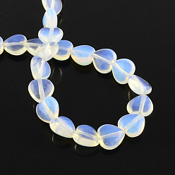 Azure Opalite Bead Strands, Heart, Azure, 10x10x5mm, Hole: 1mm, about 40pcs/strand, 15.3 inch