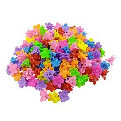 Mixed Color Kids Hair Accessories, Plastic Claw Hair Clips, Flower, Mixed Color, 19x19mm, about 100pcs/bag