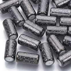Gris Perles en verre electroplate, colonne avec motif vigne, grises , 20x10mm, trou: 1.2 mm, environ 50 PCs / sachet 