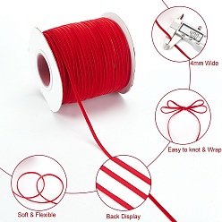 Dark Red Polyester Velvet Ribbon for Gift Packing and Festival Decoration, Dark Red, 1/8 inch(4mm), about 100yards/roll(91.44m/roll)