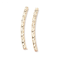 Golden Rack Plating Brass Curved Tube Beads, Cadmium Free & Lead Free, Long-Lasting Plated, Golden, 19~20x1.5mm, Hole: 0.7mm