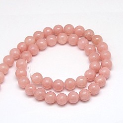 Dark Salmon Natural Yellow Jade Beads Strands, Dyed, Round, Dark Salmon, 6mm, Hole: 1mm, about 70pcs/strand, 15.75 inch