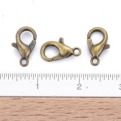 Antique Bronze Zinc Alloy Lobster Claw Clasps, Parrot Trigger Clasps, Cadmium Free & Nickel Free & Lead Free, Antique Bronze, 10x6mm, Hole: 1mm