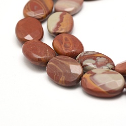 Other Jasper Natural Jasper Beads Strands, Faceted, Oval, 14x10x4mm, Hole: 1mm, about 26pcs/strand, 15.5 inch(39.5cm)