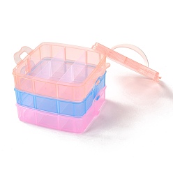 Coloré Boîte de rangement détachable en plastique pp portable rectangulaire, avec trois couches et poignée, 18 boîtes de rangement de compartiment, colorées, 15x16.5x13.5 cm
