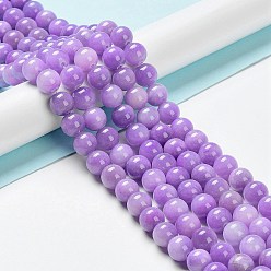 Lilac Dyed Natural Green Jade Beads Strands, Round, Lilac, 10mm, Hole: 1.5mm, about 38pcs/strand, 15.74 inch