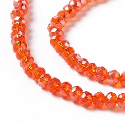 Rouge Orange Perles en verre electroplate, de couleur plaquée ab , facettes rondelle, rouge-orange, 3x2mm, Trou: 0.5mm, Environ 165~170 pcs/chapelet, 16.7 pouce