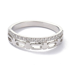 Stainless Steel Color 304 Stainless Steel Finger Rings, with Crystal Rhinestone, Stainless Steel Color, US Size 6~9(16.5~18.9mm)