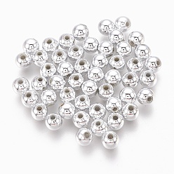 Plaqué Argent Abs perles en plastique, perles galvanisées écologiques, ronde, Plaqué Argent, 5.5~6mm, trou: 1.8 mm, environ 4500 pcs / 500 g