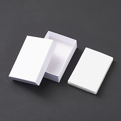 White Cardboard Jewelry Set Boxes, For Necklaces, Earrings and Rings, with Sponge inside, Rectangle, White, 9x6.5x2.8cm