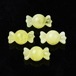 Champagne Yellow Acrylic Beads, Imitation Gemstone, Candy, Champagne Yellow, 9.5x18x10mm, Hole: 2.5mm, about 830pcs/500g