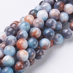 Coloré Chapelets de perles de jade , jade blanc naturel, teint, ronde, colorées, 8mm, Trou: 1mm, Environ 51 pcs/chapelet, 15.7 pouce