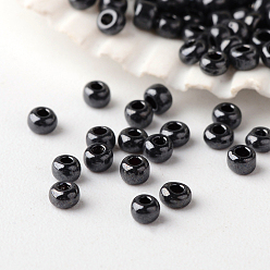 Hematite Plated 12/0 Grade A Round Glass Seed Beads, Metallic Colours, Hematite Plated, 12/0, 2x1.5mm, Hole: 0.5mm, about 45000pcs/pound