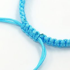 Голубой Плетеные шнур нейлона для поделок браслет решений, голубой, 145~155x5x2 мм, отверстие : 2~4 мм