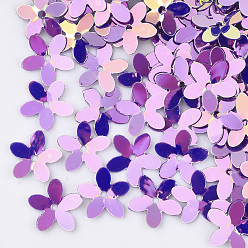 Mauve Plastic Paillette Beads, Sequins Beads, Flower, Mauve, 10x10.5x0.5mm, Hole: 1mm, about 16000pcs/500g