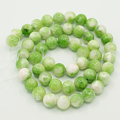 Lawn Green Natural Persian Jade Beads Strands, Dyed, Round, Lawn Green, 8mm, Hole: 1.2~1.5mm, about 50pcs/strand, 16 inch