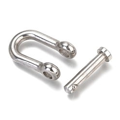 Stainless Steel Color 304 Stainless Steel D-Ring Anchor Shackle Clasps, Stainless Steel Color, 33.5x28x10mm