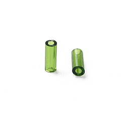 Dark Green Transparent Glass Bugle Beads, Round Hole, Dark Green, 3~8x2mm, Hole: 0.7mm, about 450g/pound
