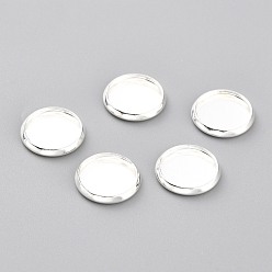 Silver 304 Stainless Steel Cabochon Settings, Plain Edge Bezel Cups, Flat Round, Silver, 12x2mm Tray: 10mm