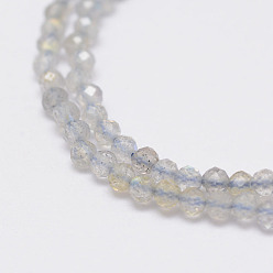 Labradorite Natural Labradorite Beads Strands, Round, Faceted(128 Facets), 2mm, Hole: 0.5mm, about 220pcs/strand, 15.7 inch(40cm)