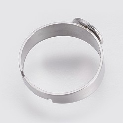 Нержавеющая Сталь Цвет Регулируемые 304 настройки контактного кольца из нержавеющей стали, плоско-круглые, цвет нержавеющей стали, лоток: 8 мм, 17 мм, 4.5x0.7 мм