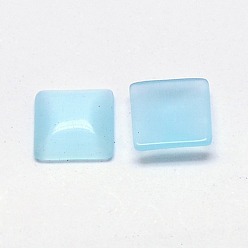 Pale Turquoise Cat Eye Cabochons, Square, Pale Turquoise, 10x10x2.5mm